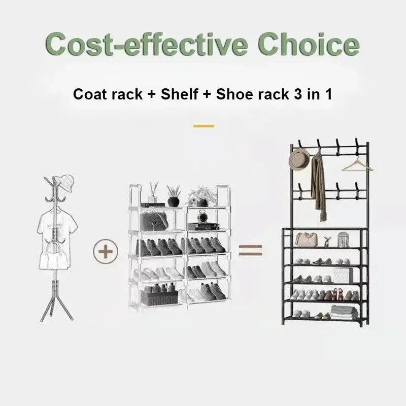 Multi Layer Clothes Hat Hangers Shoe Rack Organizer Shelf