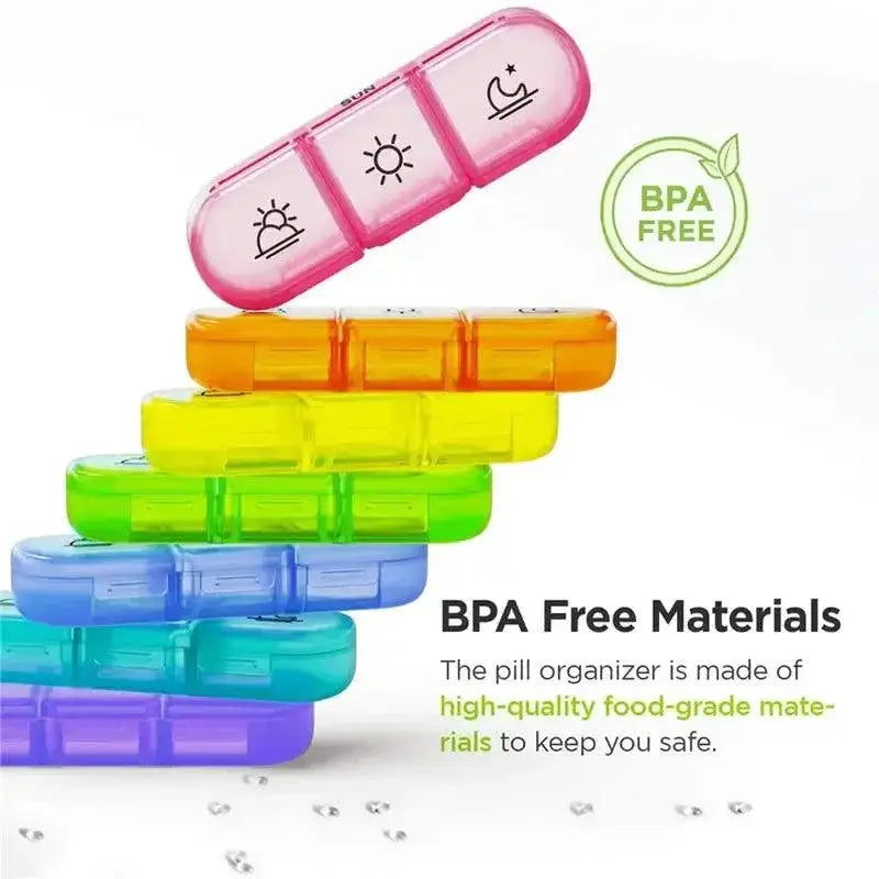 7 Day Pill Organizer With Max Capacity Date Reminder