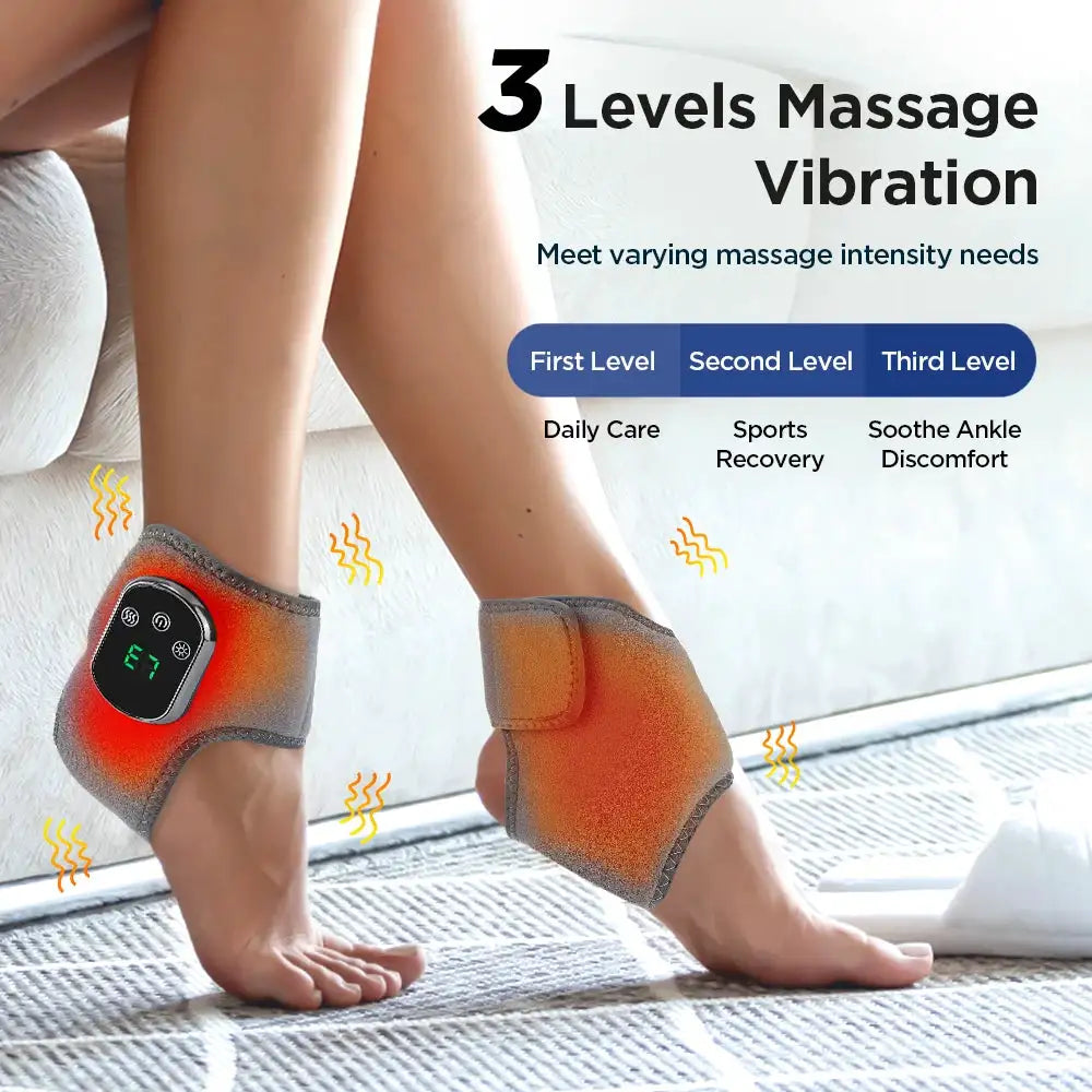 Electric Foot Ankle Massager Vibration Relaxation Warm Hot Compress Ankle Brace Joint Support Muscle Relieve Ankle Protection