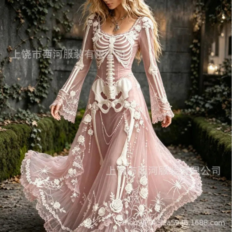 Dark Pleated Gothic Maxi Dress