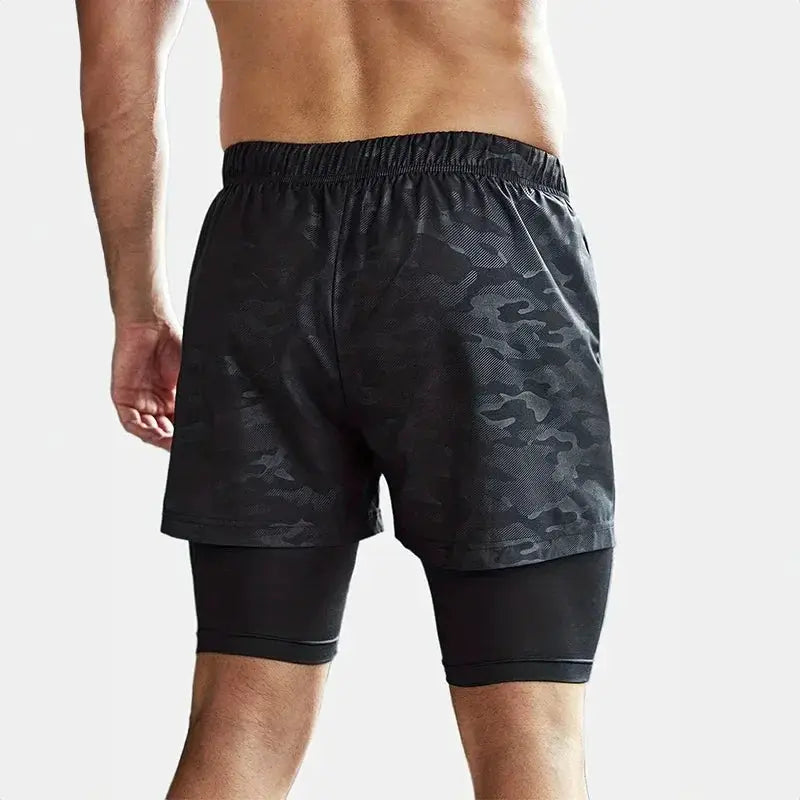 Men's Summer Camo Running Shorts Double Layer Active Wear