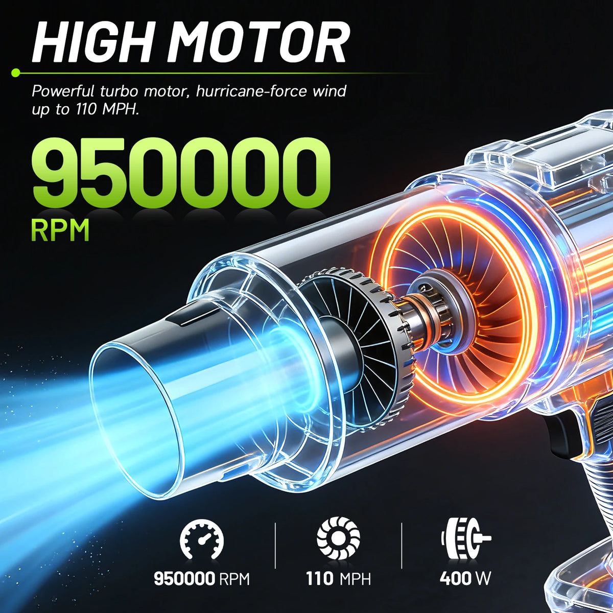 Cordless Leaf Blower Lightweight Variable Speed Storm Gun — product view 2