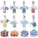 Sterling Silver Colorful Travel Luggage