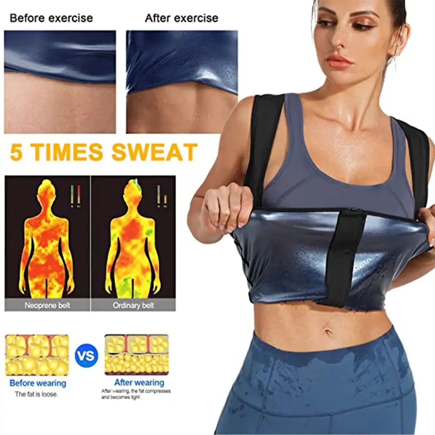 Thermo Sweat Shaper Vest for Women Waist Trainer Sauna