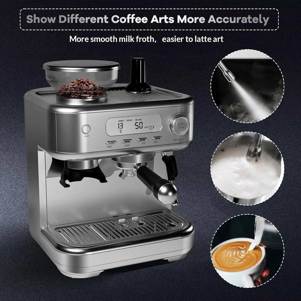Tacleekii Espresso Machine Stainless Steel Professional — product view 6