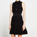 Vintage Black Beaded A-Line Party Dress for Summer Events
