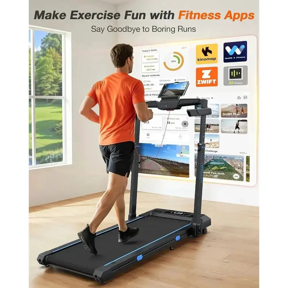 Auto-Incline 4-in-1 Folding Treadmill, 3.5HP Quiet, 400 lbs Capacity, Portable Walking Pad with App, Space-Saving