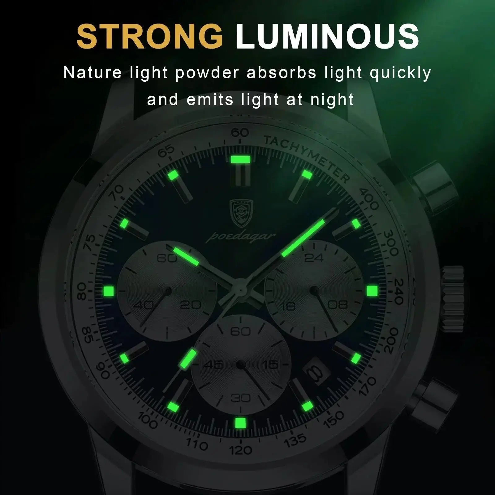 Mens Chronograph Watch Elegant Waterproof Timepiece