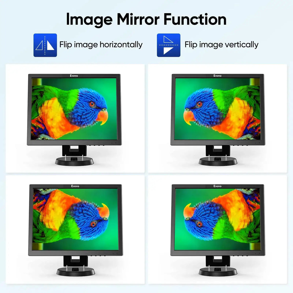Eyoyo Security Monitor 14 Inch TFT Panel HD 1024x768 4:3 LCD CCTV Display with Remote Control for Surveillance Camera, 12V Industrial Screen, Built-in Speaker, HDMI VGA BNC AV Port