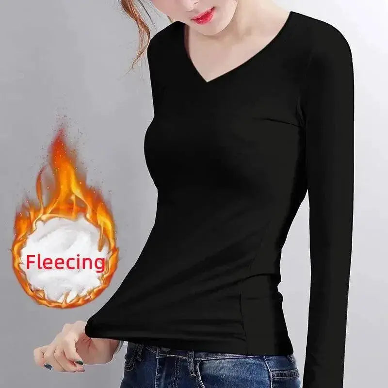 Stay Cozy Velvet Slim Fit Thermal Top O Neck For Winter