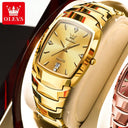 OLEVS Gold Tungsten Steel Square Dial Watch Luxury Men's Timepiece