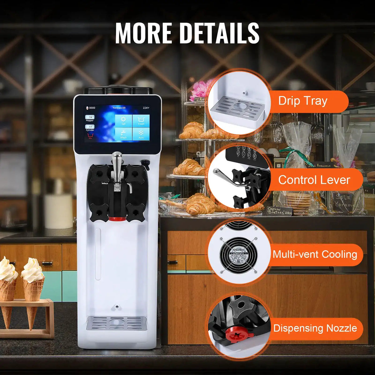 SucceBuy Commercial Ice Cream MachineSingle Flavor Countertop — product view 6