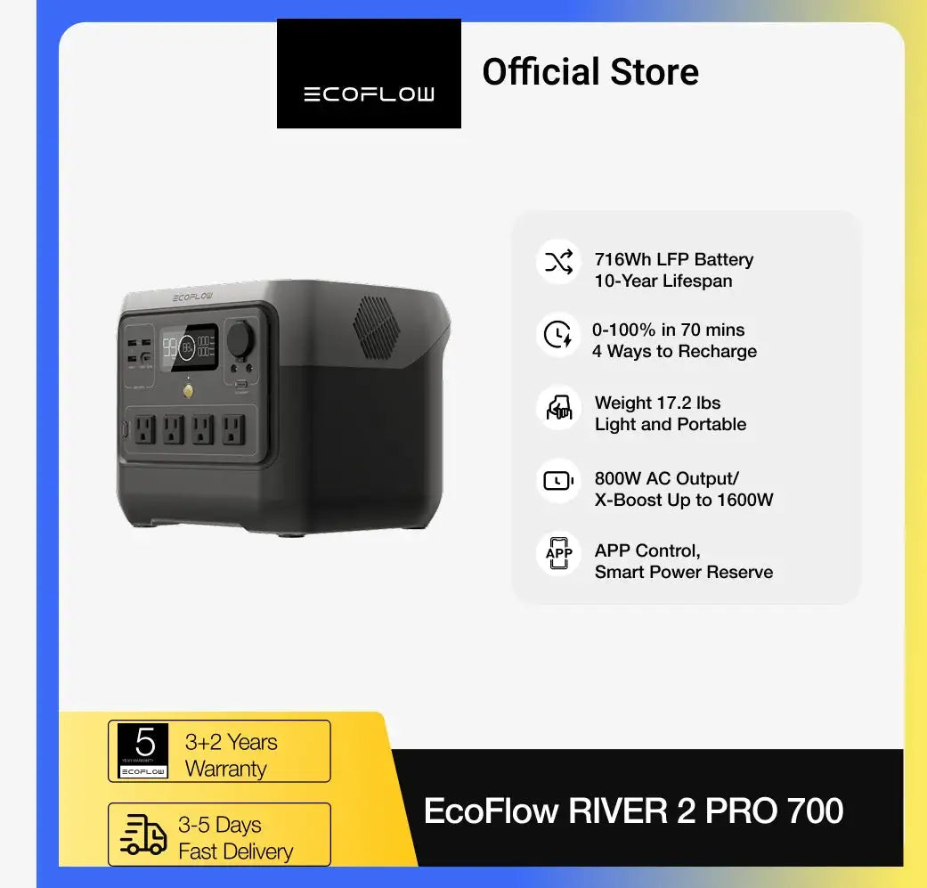 ECOFLOW Portable Power Station RIVER Pro , Battery, AC — product view 1