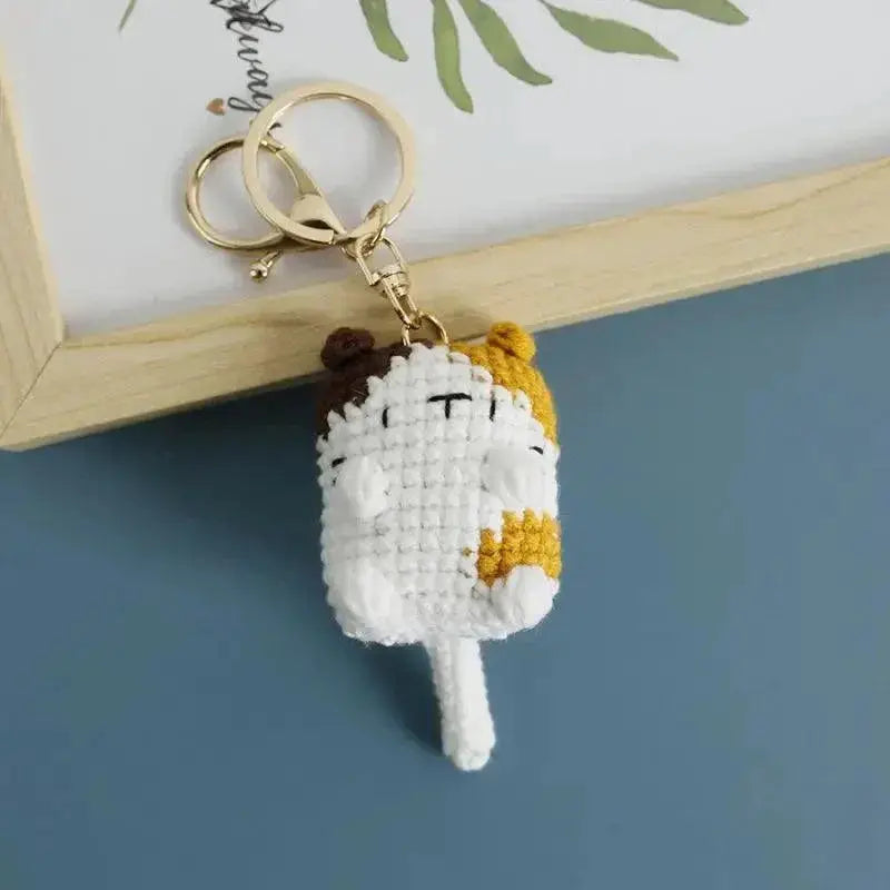 Cute Cat Crochet Keychains Keyring Pendant Charm Gift