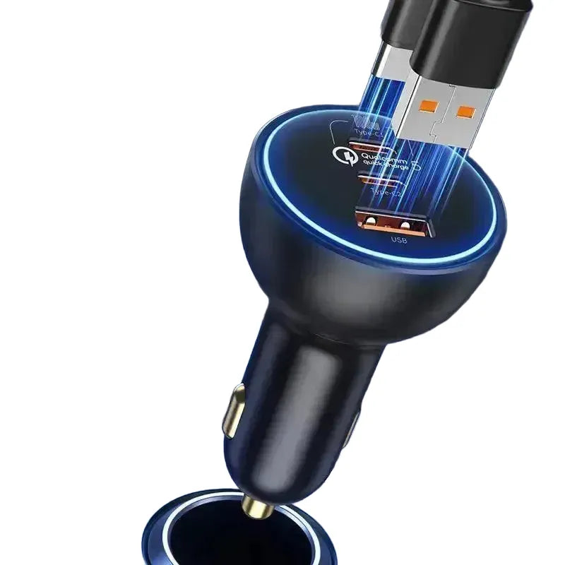 Baseus Car Charger for iPhone and Laptop — 160W 3 Port 1 Cable