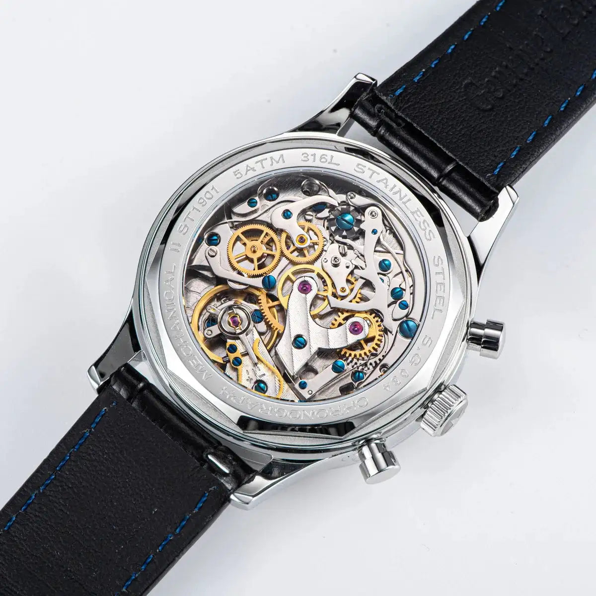 Sugess 1963 Pilot Watch Men Mechanical Chronograph Panda Wristwatch Air Force Sapphire Waterproof for Seagull Movement ST1901 v3