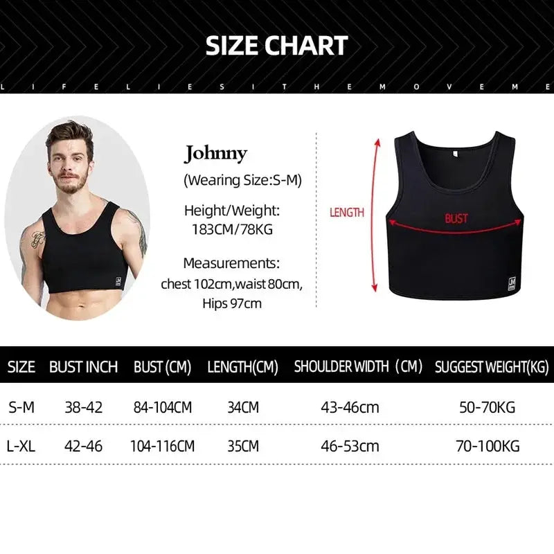 Mens Neoprene Tank Top Chest Support Body Shaper Vest