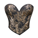 Women Overbust Corsets Crop Tops Golden Printed Bustiers