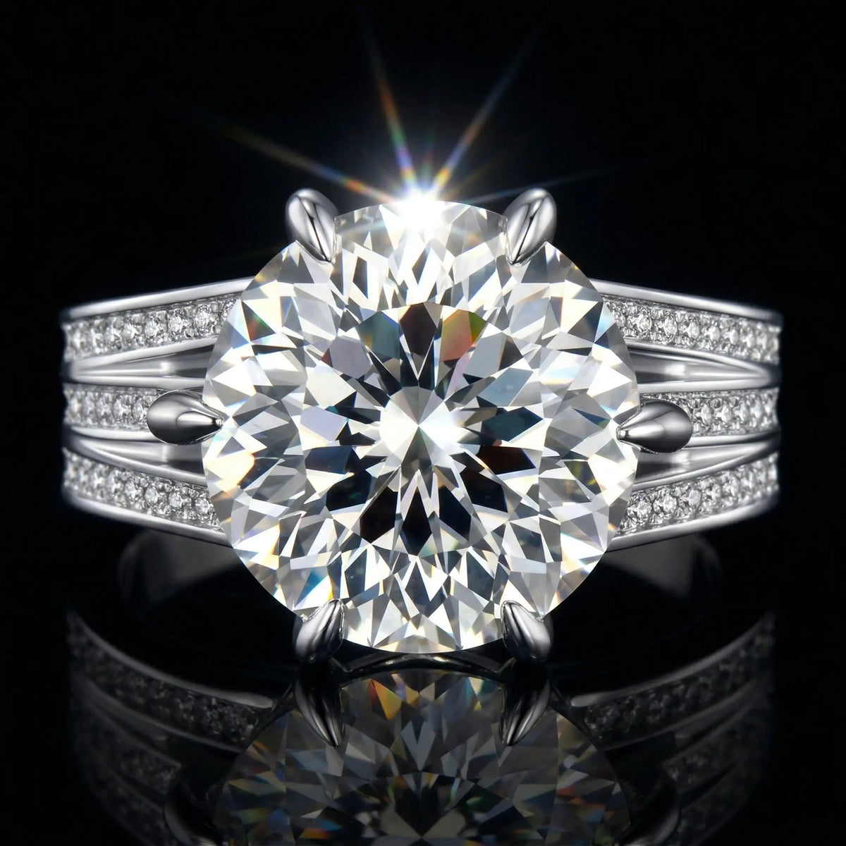 Moissanite Ring in Sterling Silver Prong — product view 1