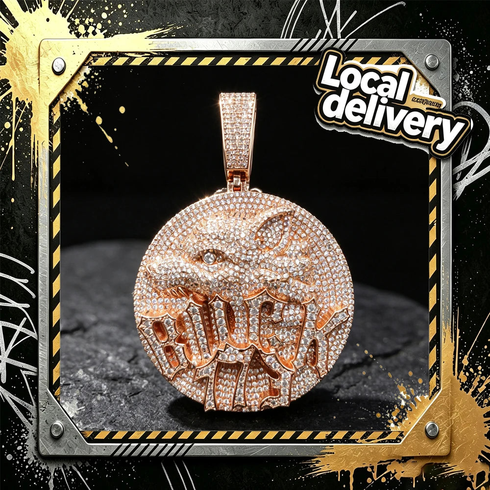Round Wolf Medallion Pendant K