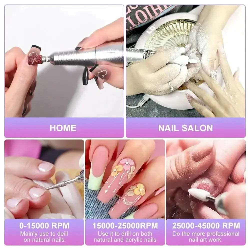 Professional 45000RPM Electric Nail Drill for Salon or Home