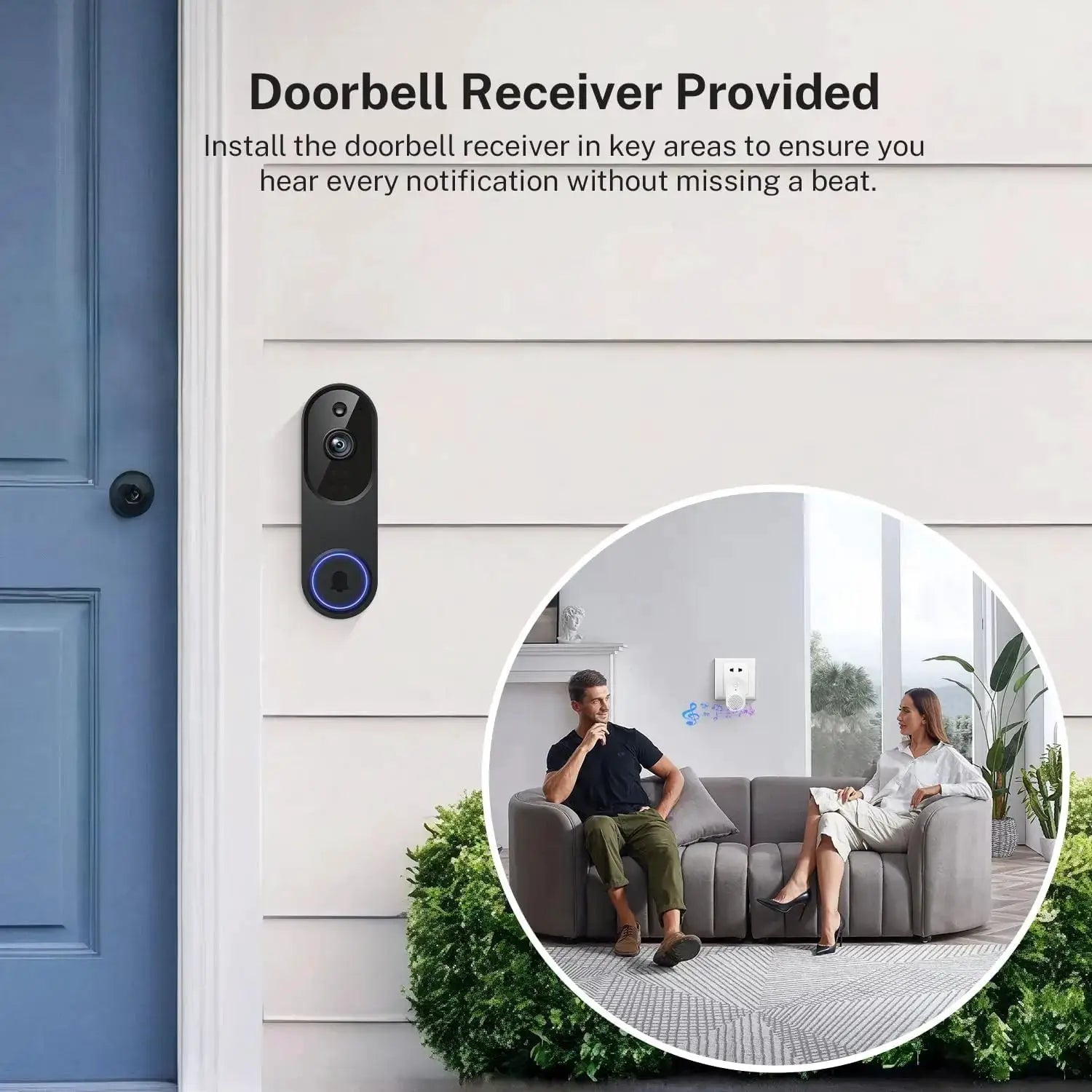 1080p Wireless Wi-Fi Video Doorbell Camera with Two-Way Audio, Night Vision, Cloud Storage, AI Motion Detection, 2.4GHz Wi-Fi by stepyours.com