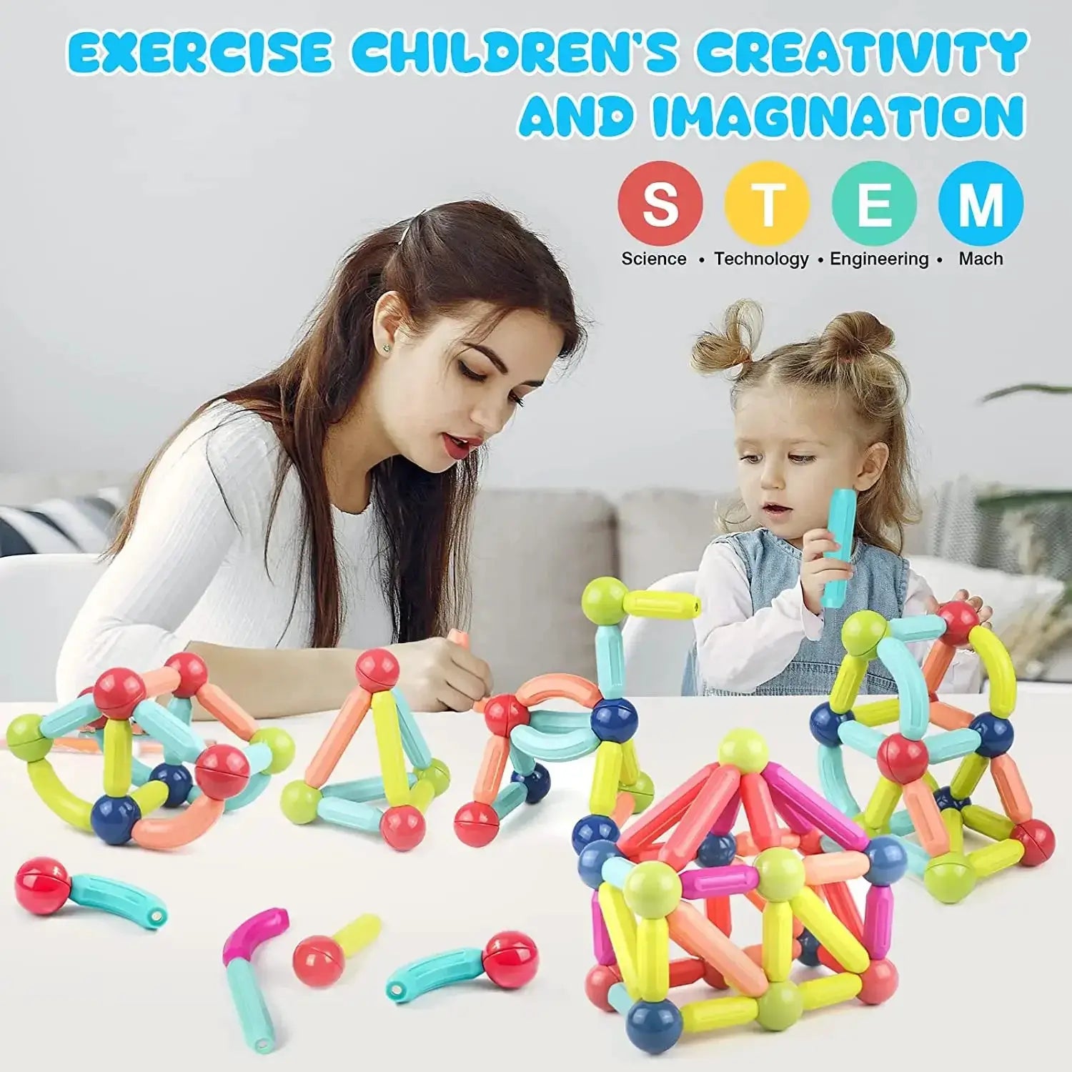 Magnetic Sticks Building Blocks Toys for Kids Montessori Set
