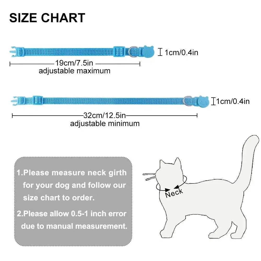 Nylon Cat Collar with Bell Reflective Personalized