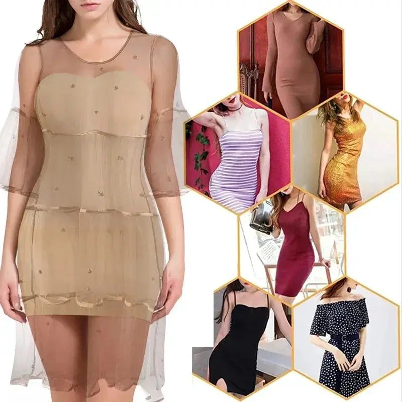 Tummy Control Off Shoulder Seamless Shapewear Slip For Women