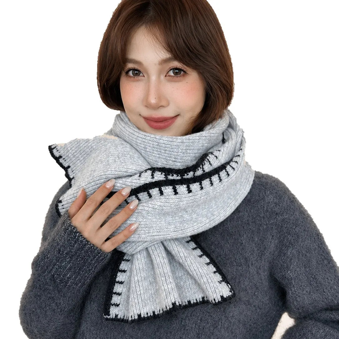Colorblock Knit Winter Scarf