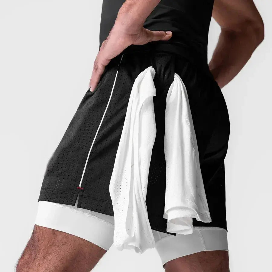 Men's 2-In-1 Camo Quick-Dry Running Shorts For Gym Training