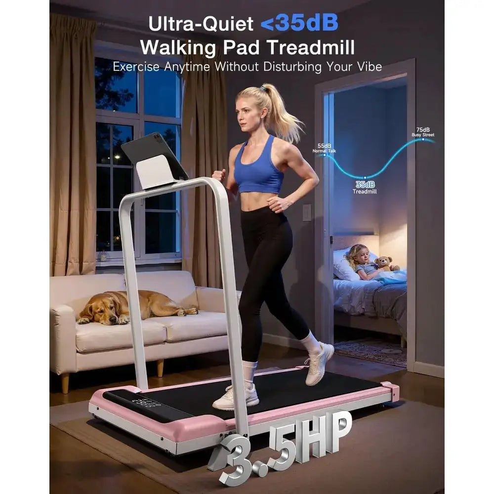 Portable 8% Incline Walking Pad with Handle, Ultra Quiet 3.5 HP Motor, LED Display & Remote Control, Supports Up to 320 lbs