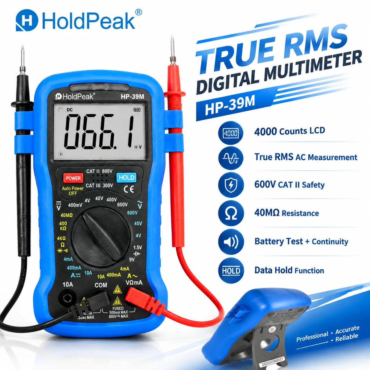 True RMS Digital Multimeter Counts Auto Range Voltage Tester AC — product view 8