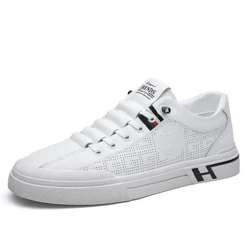 Mens Sneakers 2024 Autumn Embossed Breathable White Shoes