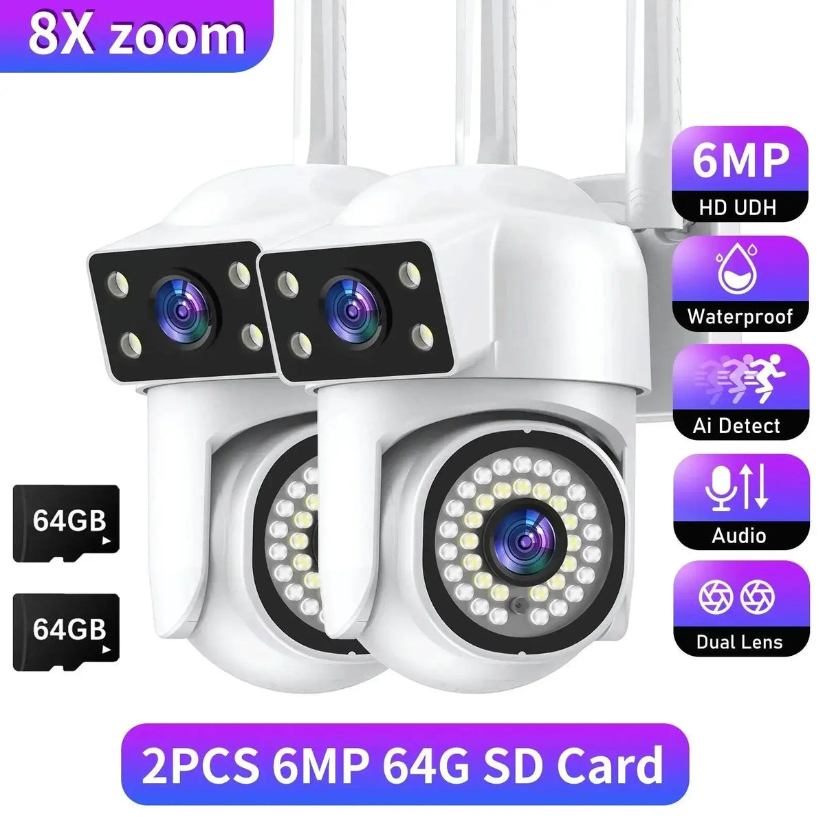 Business Outdoor Camera for Safer Alerts — 1PCS-8MP-64G