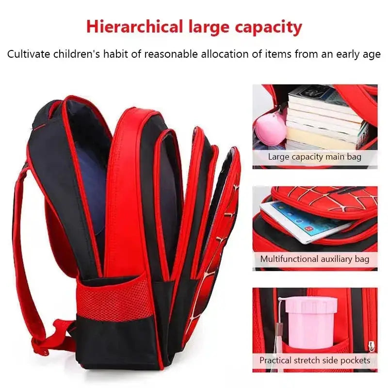 3D Cartoon Spider Backpack Set For Boys Cute School Bag