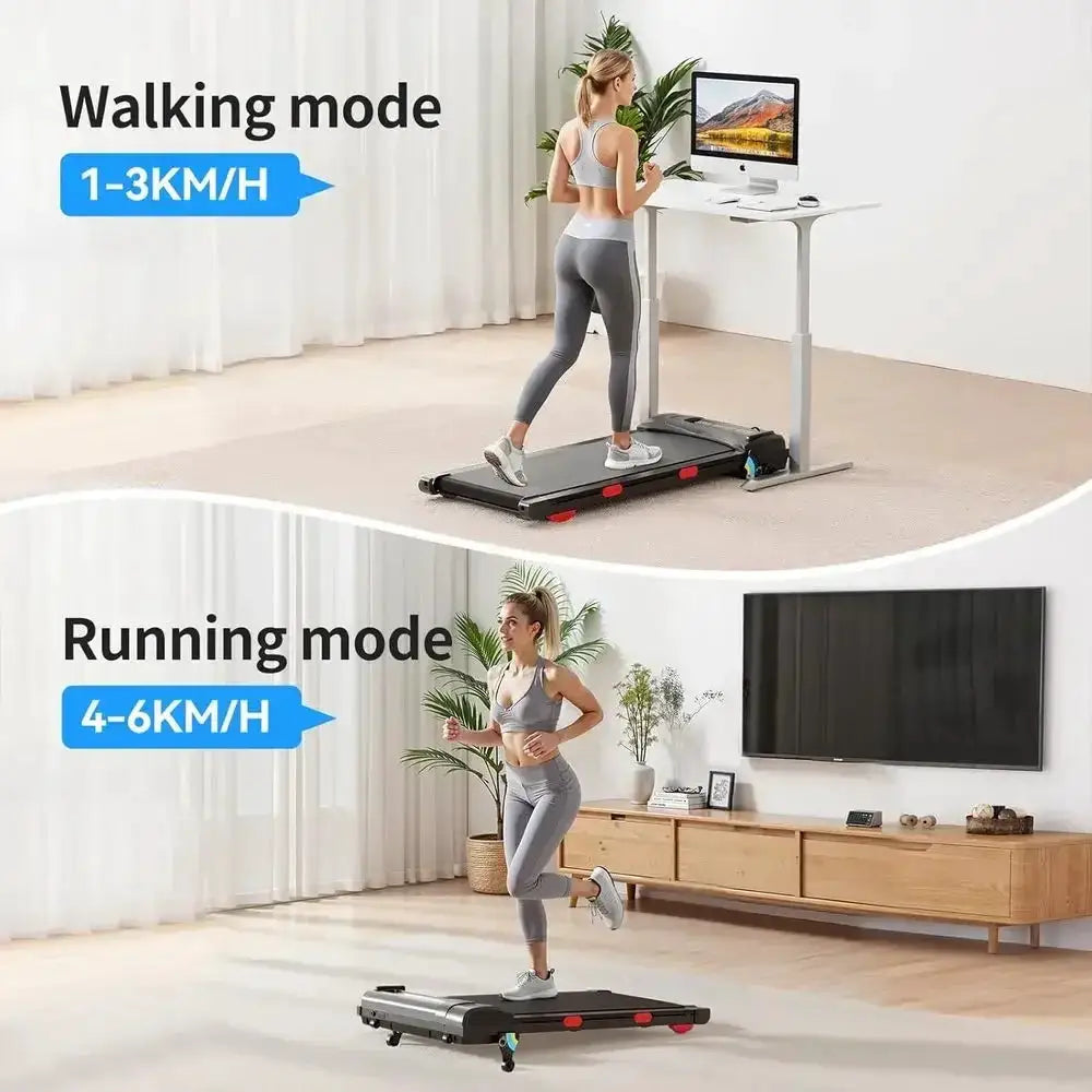 Compact 2-in-1 Walking Pad with LED Display, Speeds up to 6 km/h, Remote & App Control for Home Fitness