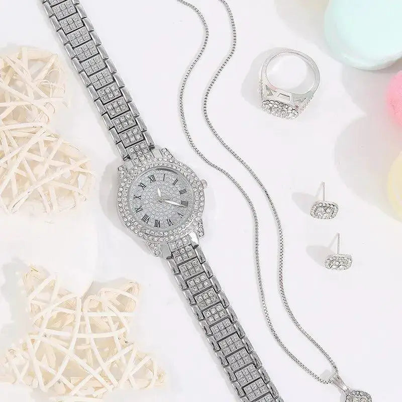 Elegant Women's Analog Wristwatch Set With Quartz Movement