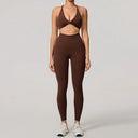 Quick Dry Women Sports Set V Shaped Bra Yoga