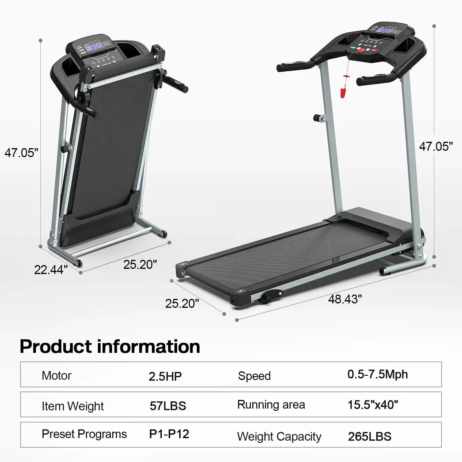 Foldable Treadmill For Home Use, Shock-absorbing, Non-slip, Multi-functional, Essential Fitness Equipment For The Whole Family.