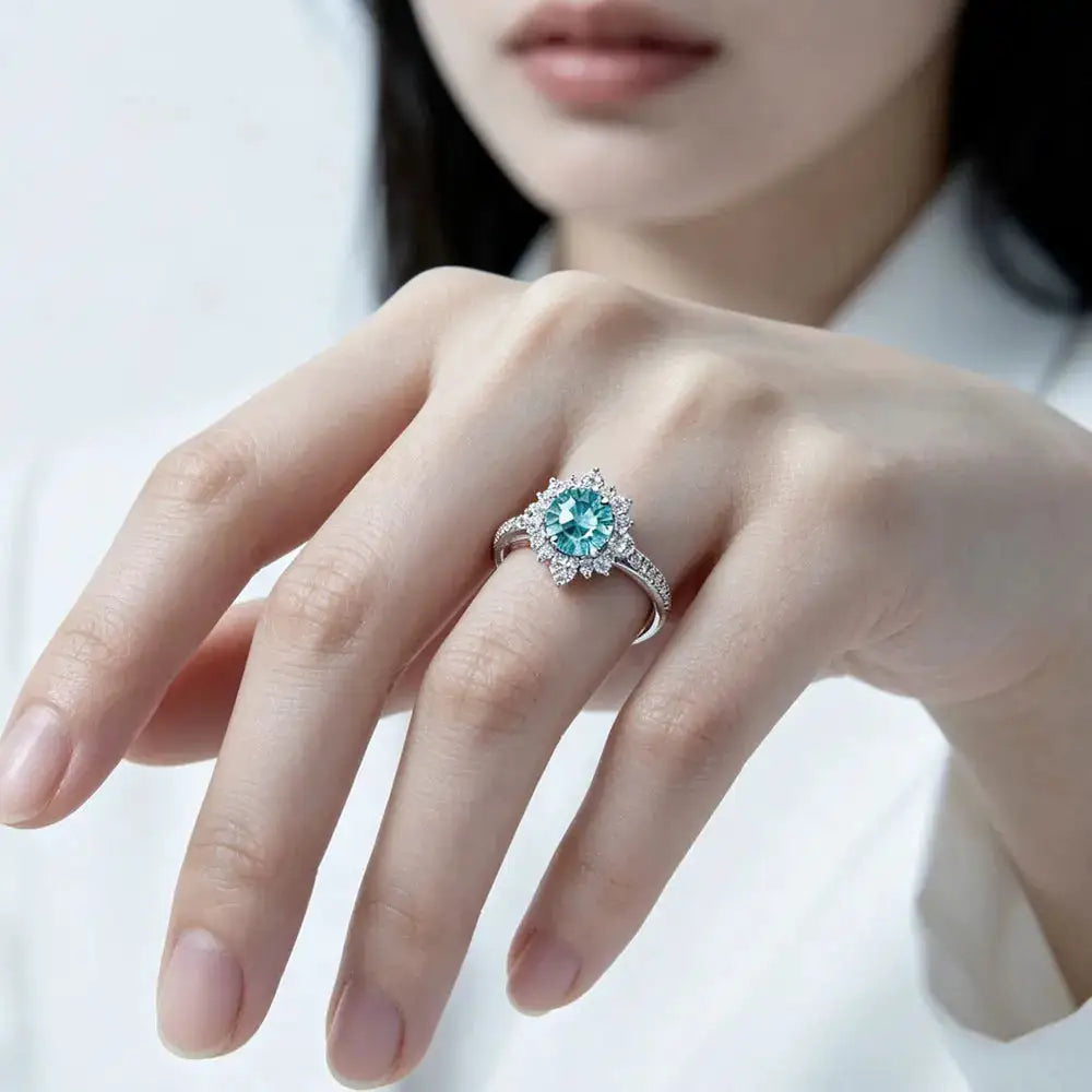 Sterling Silver Sterling Blue Moissanite Band Ring — product image 2