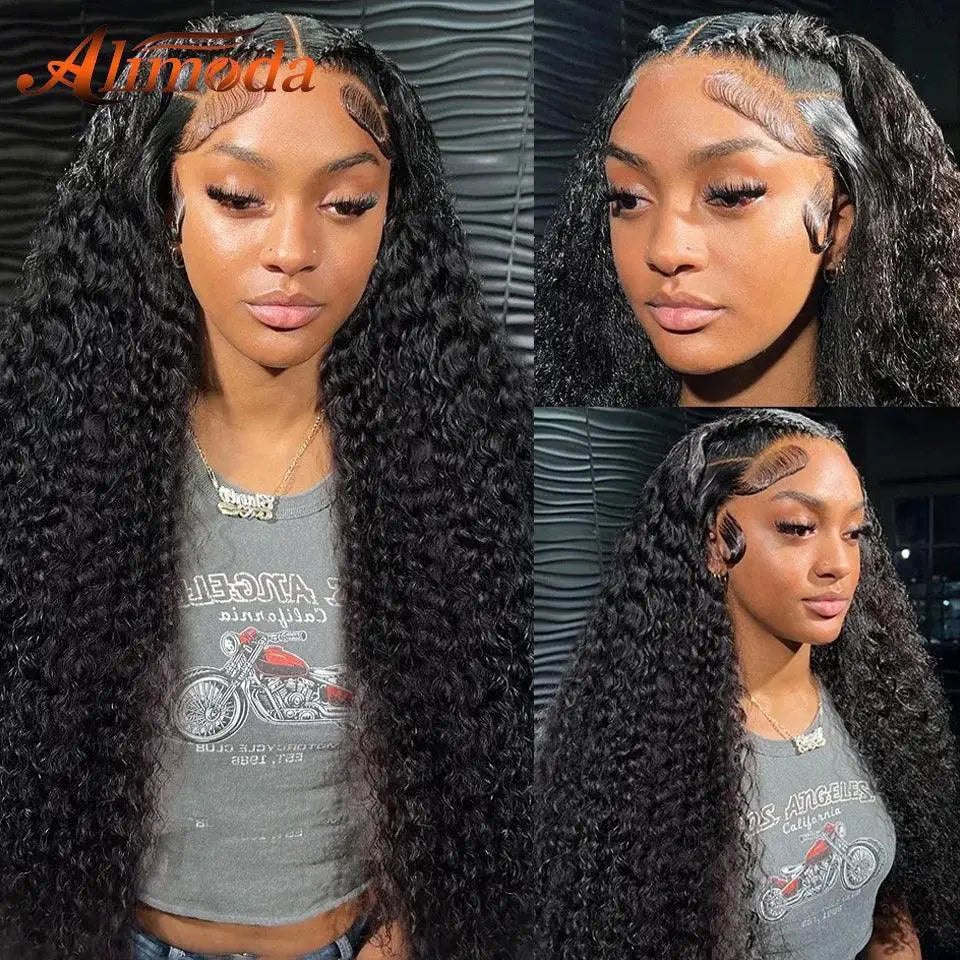 34 Inch Curly Lace Front Wig HD Transparent Deep Wave Hair