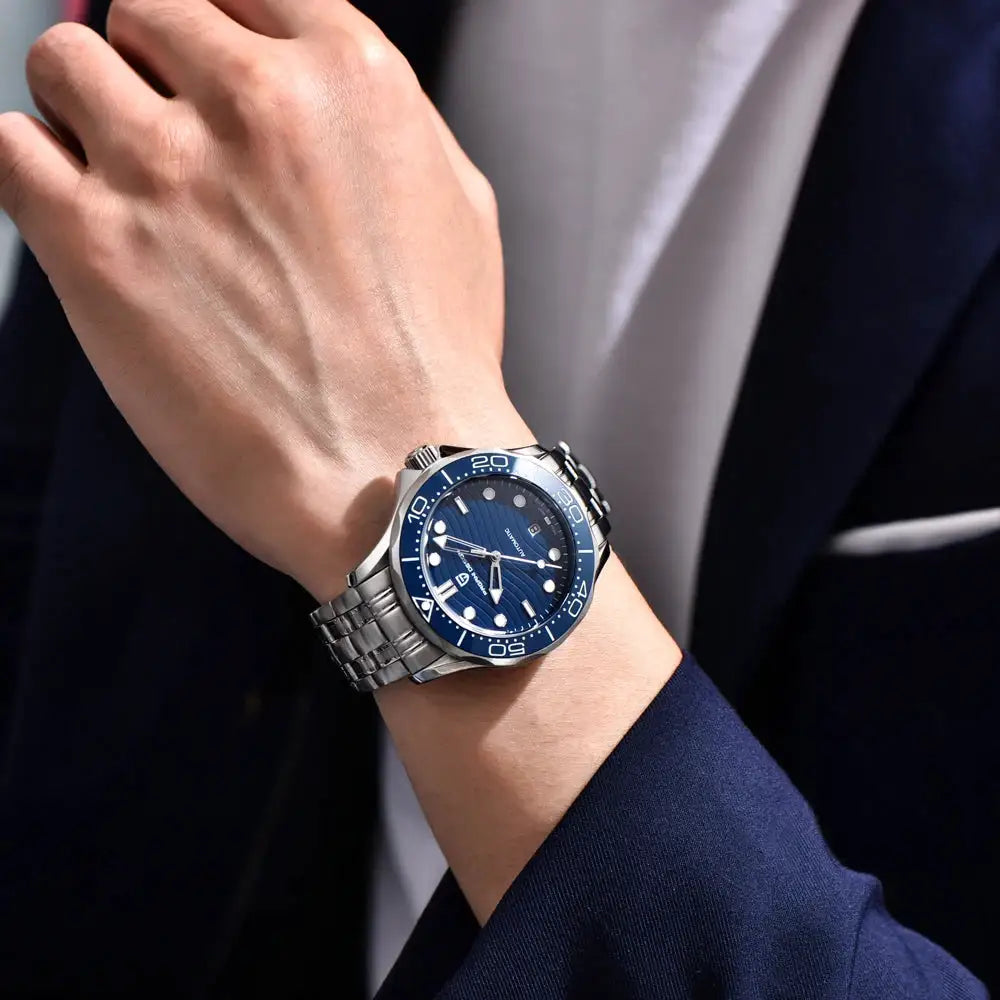 2026 New WatchMen PAGANI DESIGN Blue Wave Dial Luxury Automatic Watch Men AR Sapphire Crystal MIYOTA 8215 Movt Mechanical Wristwatch Men Local Shipping