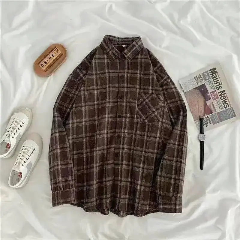 Oversized Plaid Shirt for Women Korean Fashion Statement