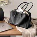 Motingsome First Layer Cowhide Handbag for Women Pillow Design