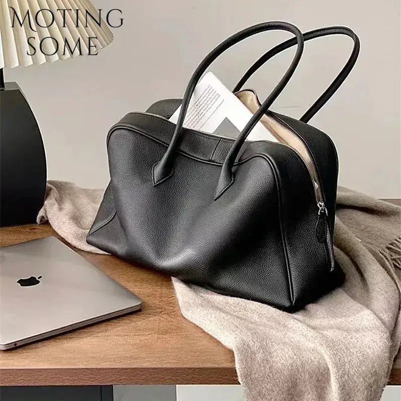 Motingsome First Layer Handbag for Women Togo Cowhide Niche Design Pillow Bag Shoulder Bowling Bag Gunderarm Armpit Bags Boston