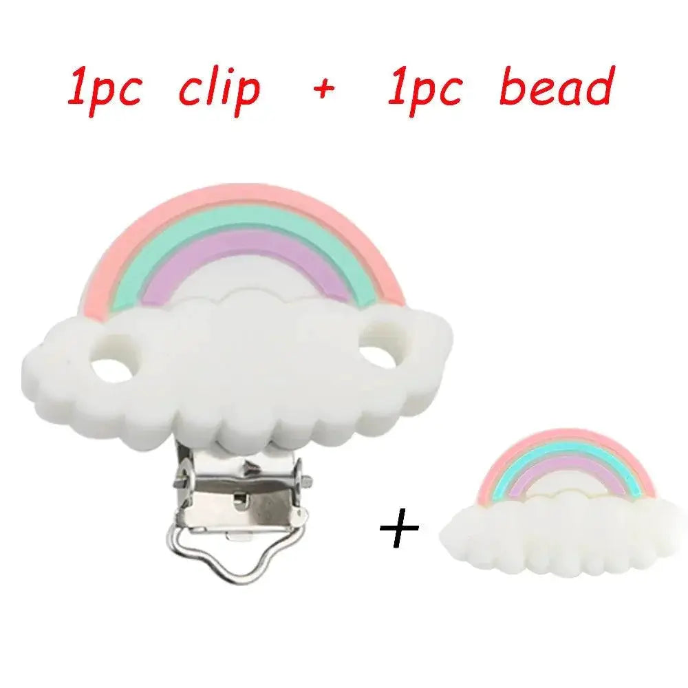 Kovict Silicone Beads Pacifier Clips Cartoon Animals Set