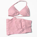 Seamless Yoga Set Women Strappy Bra High Waist