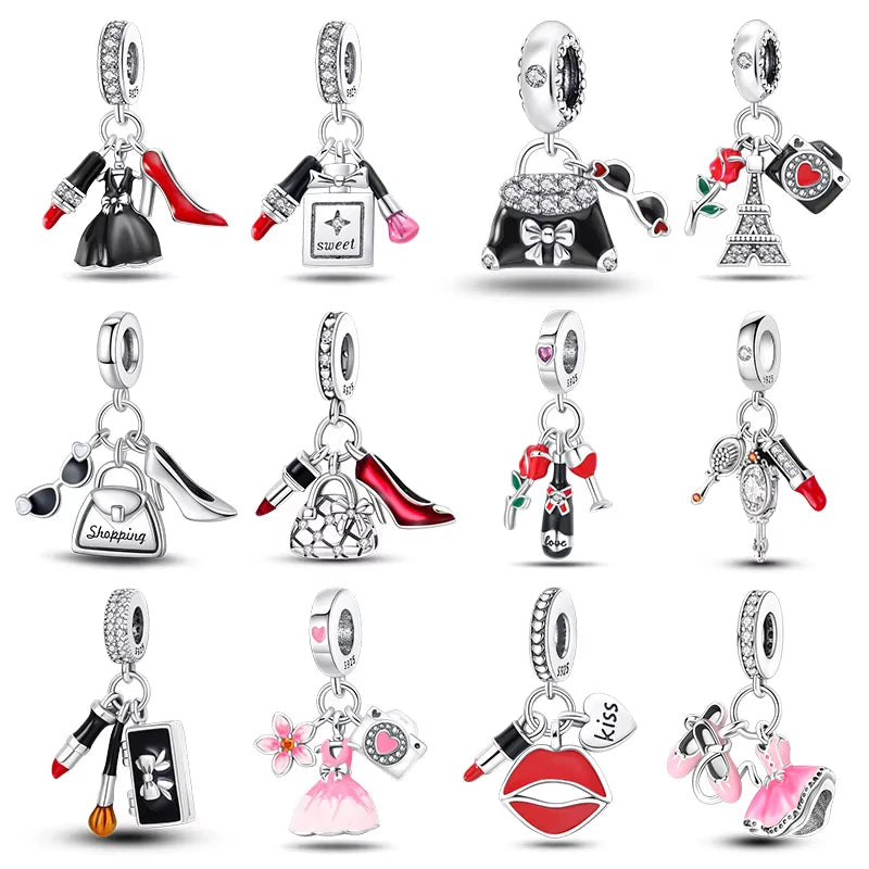 Sterling Silver Heels Lipstick Camera