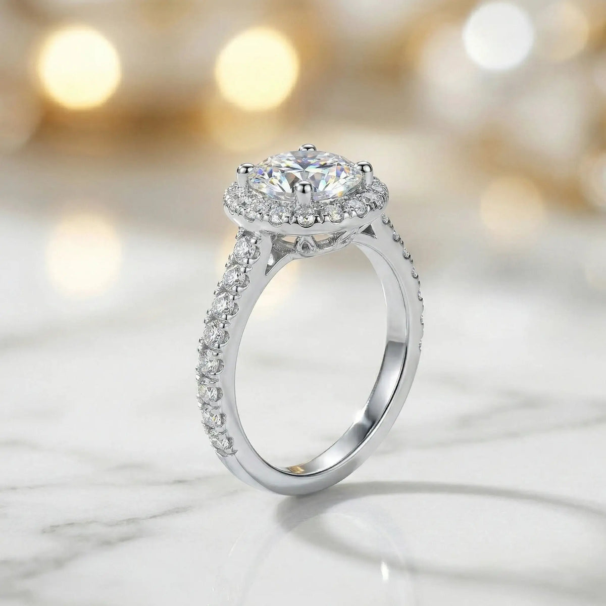 Round Moissanite Ring in Sterling Silver Classic — product view 3